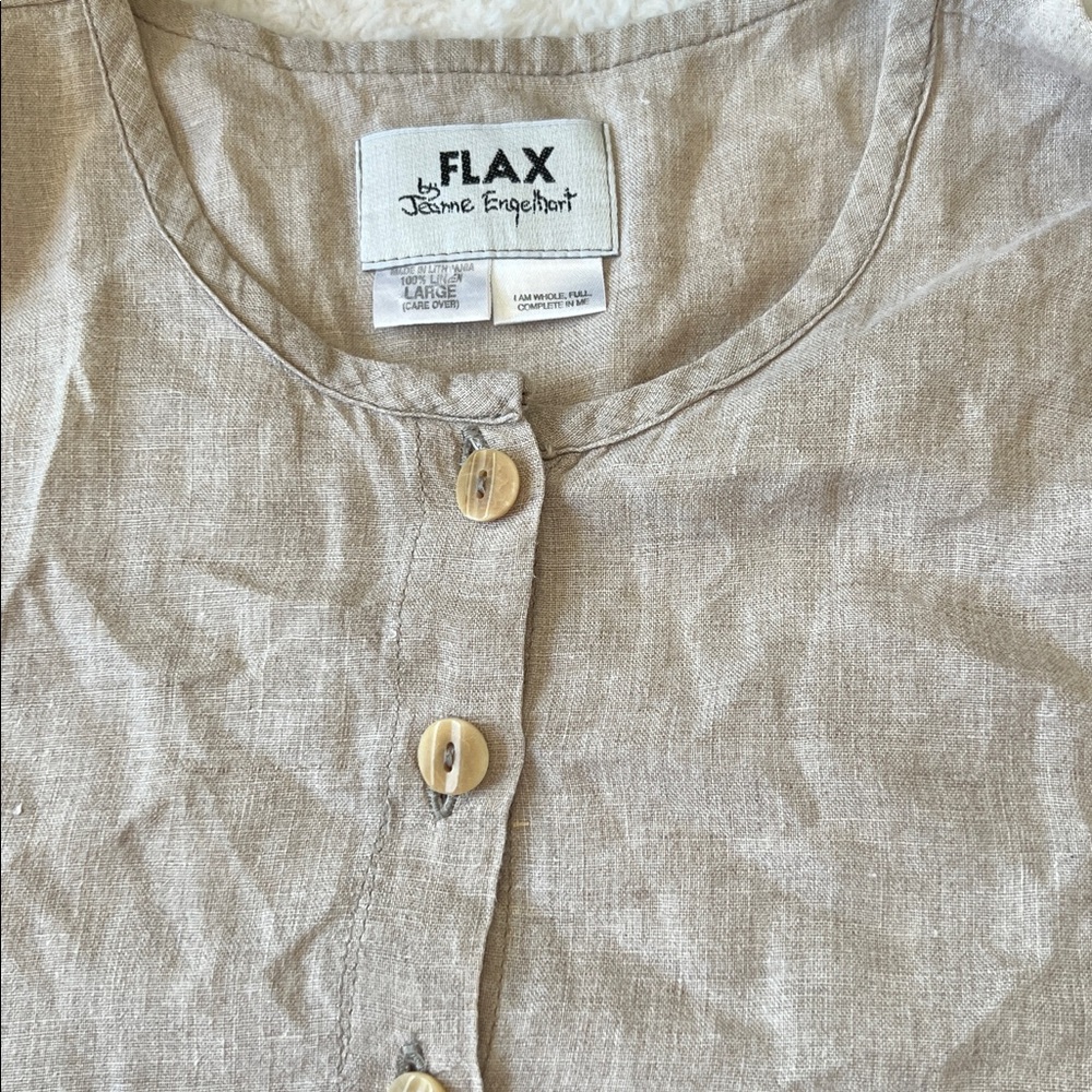FLAX Linen Oatmeal Shirt Jacket Large - Picture 5 of 7